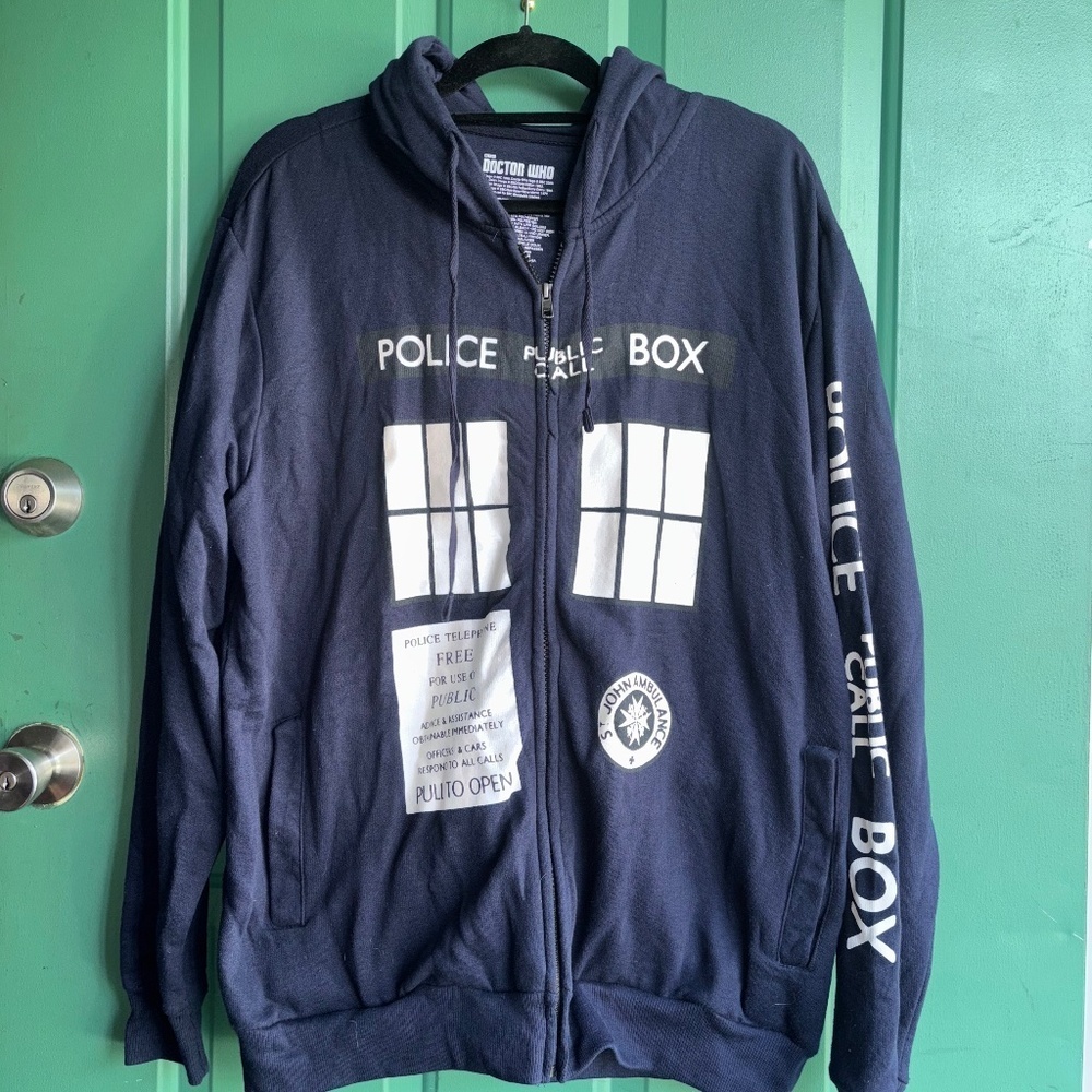 Dr. Who size large full zip hoodie jacket